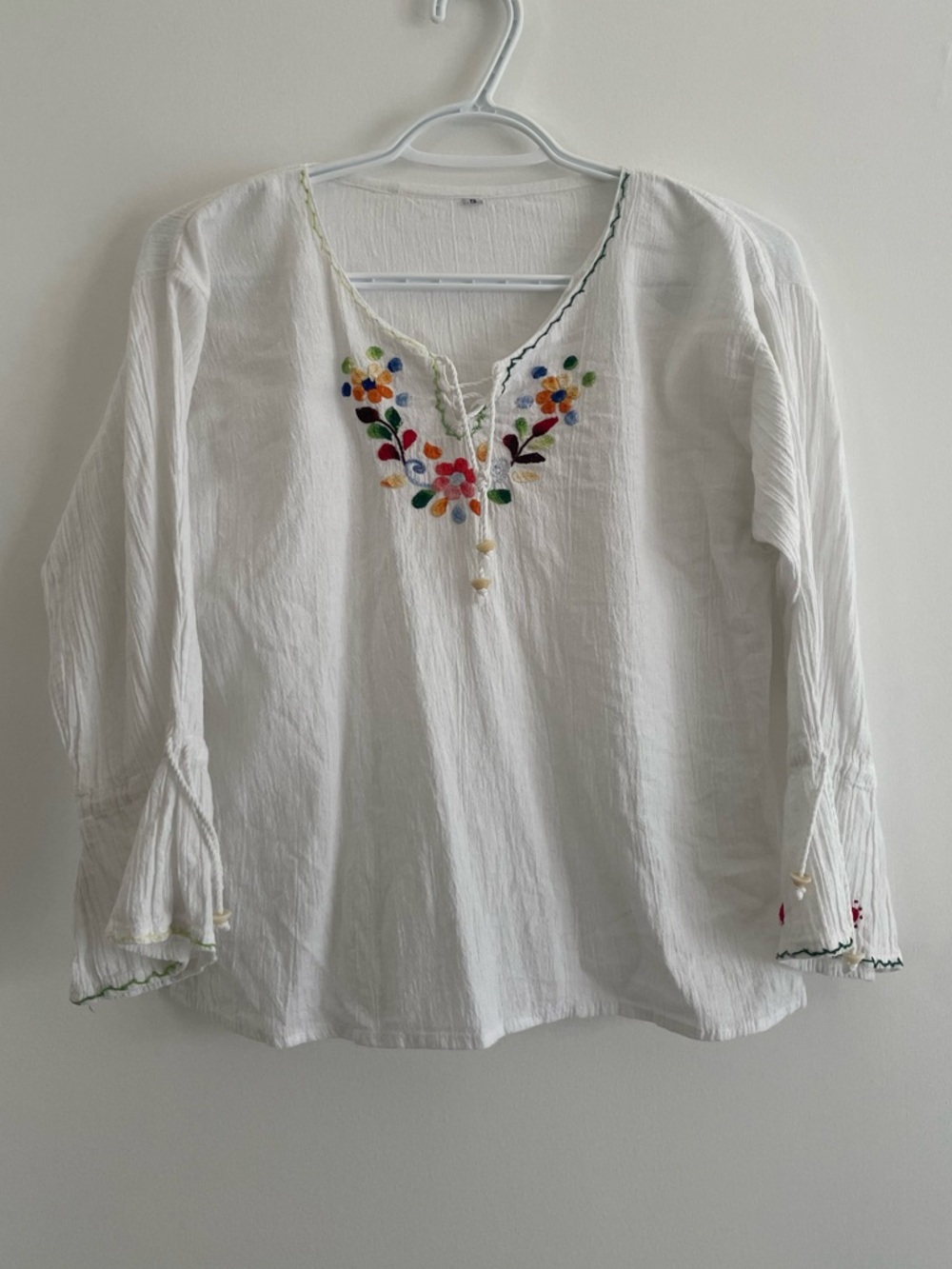 Vintage Embroidered V-Neck Peasant Top